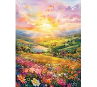 XvvwEndlessx Stamped Cross Stitch Kits DIY Counted Embroidery Needlepoint Kit Quiet Countryside in The Sun 1 Cross Stitch for Adults Beginners Crafts Home Decor 11CT：40×50Cm