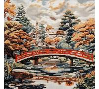 XvvwEndlessx Stamped Cross Stitch Kits DIY Counted Embroidery Needlepoint Kit Small Bridge and Flowing Water, House C Cross Stitch for Adults Beginners Crafts Home Decor 11CT:40×50Cm