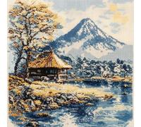 XvvwEndlessx Stamped Cross Stitch Kits DIY Counted Embroidery Needlepoint Kit Snow Mountain Scenery Cross Stitch for Adults Beginners Crafts Home Decor 11CT：40×50Cm