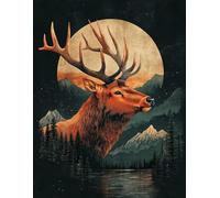 XvvwEndlessx Stamped Cross Stitch Kits DIY Counted Embroidery Needlepoint Kit The Moon is High, The Deer Stands Alone Cross Stitch for Adults Beginners Crafts Home Decor 11CT：40×50Cm