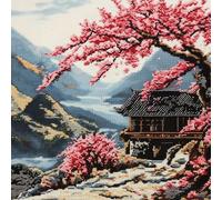 XvvwEndlessx Stamped Cross Stitch Kits DIY Counted Embroidery Needlepoint Kit Under The Cherry Blossom Trees Cross Stitch for Adults Beginners Crafts Home Decor 11CT:40×50Cm