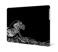 XVX Black Kanagawa Glass Mousepad 4.0, Hard Mouse Pad for Gaming, Ultra-Smooth Micro-Etched Surface Mouse Mat with Non-Slip Rubber Base(410mm*310mm)