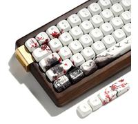 XVX PBT Keycaps Set 117 Keys, Custom White Japanese Keyboard Doubleshot Dye -Sub Shine Through Keycaps Fit 60 65 75 100 Percent Layout, MOA Profile- Cherry Blossom