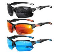 XVXV Polarized Sports Sunglasses for Men - UV Protection Half Frame Sun Glasses for Running Fishing, A04 Black White/Black+orange Red/Red Mirror+black Blue/Ice Blue Mirror, Large
