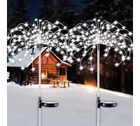 XVZ 2 x 150 LED Solar Lights for Outdoor Garden Fireworks Waterproof for Bushes, Lawn, Fences, Patios, Christmas, Cool White