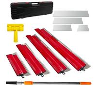 XWADJCD Drywall Skimming Blade Set, 0.5mm Stainless Steel, ABS Handle, 10''+16''+24''+32'' Blades, Extension Handle for Smoothing Walls and Ceilings