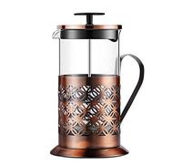 XWBLDBDFC French Press Coffee Maker Stainless Steel Cafetiere Glass Jug, Stainless Steel Coffee Plunger Filter, Manual Coffee Maker Copper Finish, Coffee Press,-600ML