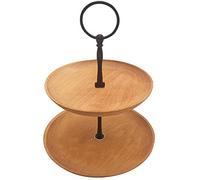 XWBLDBDFC Fruit Basket Retro Style Wooden Fruit Rack Cake Rack Detachable Frame Double Steel Storage Snack Dish Fruit Basket -Beech