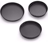 XWBLDBDFC Non-Stick Pie Pan 3 Pieces with with Loose Base, 3 Different Size Fluted Flan & Tart Tin/Quiche Pan, Baking Dish for Creating Creamy Cheese Cakes, Chocolate Cakes, Muffins,3PCS