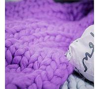 XWCG Handmade Soft Thick Chunky Knitted Blanket Knitted Wool Blanket Knitted Throw for Sofas | Giant Knit Blanket for Your Bed Sofa Armchair Garden,Purple,80 * 80cm