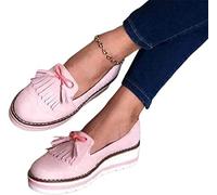 XWCG Women Sandals Closed Toe Sandals Casual Leather Sandals Sandals Womens Wedge Summer Ladies Leather Sandal Retro Round Head Casual Tassel Platform Shoes Beach Shoes,Pink,38