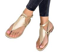XWCG Women's Comforty Wedge Sandals Platform Sandals Faux Leather Open Toe Buckle Ankle Strap Sandals Platform Shoes Retro Fashion Wedge Flat Platform,Gold,37
