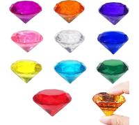 XWCHASA 40mm Gemstones for Kids, 10Pcs Multicolored Acrylic Diamond Gems, Large Pirate Treasure Chest Hunt Toy Children Gemstones Crystals for Pirate Treasure Hunt, Diving Teaching, Gifts