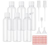 XWCHASA 6 Pcs Travel Bottles, 100ml Refillable Clear Empty Plastic Travel Bottles with Funnels and Labels, Travel Size Cosmetic Bottles Containers Bottles for Travel or Cosmetic