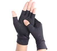 XWCHASA Copper Compression Gloves, Arthritis Gloves, Fingerless Design Copper Infused Gloves for Unisex, Pain Relief and Healing for Arthritis, Provide Support for Hands and Finger Joint, Black(M)