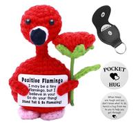 XWDEEX Handmade Emotion Support Flamingo Gift,Positive Crochet Flamingo Doll, Animals Mindfulness Office Desk Fun Home Decor for Birthday, Valentine's Day, Graduation, Office Decor