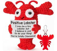 XWDEEX Positive Crochet Animals Lobster,Positive Crochet Animals with You're My Lobster Keychain,Funny Pocket Hug Gift for Women/Men,Kids,Girls,Best Friend Cute Desk Decor for Home Office