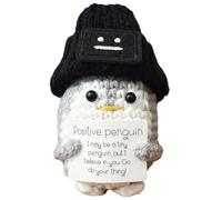 XWDEEX Positive Crochet Animals Penguin Emotional Support Gift Cute Crochet Animals Doll with Positive Card Positivity Gifts Good Luck Gifts for Adult Penguin Lovers Birthday Thanksgiving Christmas
