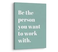 XWELLDAN Be The Person You Want to Work With Inspirational Quote Wall Art Canvas Prints,Team Work Motivational Quotes Wall Art Decor for Home Office Workplace,11x14 Inch,Framed(Green-1)