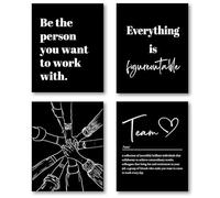 XWELLDAN Be the Person You Want to Work With Office Teamwork Wall Art Decor for Office, Motivational Everything is Figureoutable Poster Wall Art Decor, 8x10 InchSet of 4, Unframed(Black)
