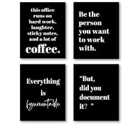 XWELLDAN Motivational Wall Art Prints for Office, Inspirational Be the Person You Want to Work With Everything is Figureoutable Posters Wall Decor for Office, 8x10 Inch Unframed Set of 4(Black)