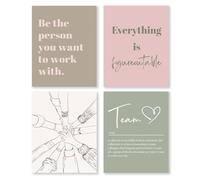 XWELLDAN770 Be the Person You Want to Work with Inspirational Wall Art Prints, Teamwork Wall Art Decor for Office, Everything Is Figureoutable Office Artwork Poster, 8x10 Unframed Set of 4