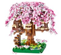 Xweptuy 1109Pcs Flower Building Toy Set, Decorative Cherry Blossom Tree House Flower House Building Set for Home Office Desktop, Birthday