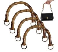 Xweptuy 4Pcs Purse Handles U Shaped Bamboo Purse Handles Decorative Wooden with Gold Metal Buckle Replacements for DIY Beach Bag Handbags