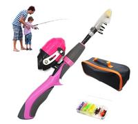 Xweptuy 4Pcs/Set Kids Fishing Set Portable Telescopic Fishing Rod 6-Section Beginner Pole with Spinning Reel, Portable Bag, Tackle Box for Boys, Girls, Youth Gift (Style 2)