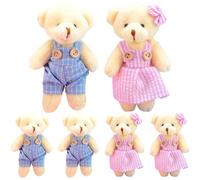Xweptuy 6Pcs Teddy Bear Keychain, Cute Bear Stuffed Animal Keychain with Clothes, Compact and Portable Keychains for Girlfriend, Kids, Baby, Valentine's