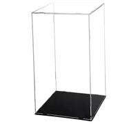Xweptuy Acrylic Display Case Dustproof 16x8x8 Inch Transparent Acrylic Display Box with Black Bottom for Action Figure, Collectible, Trophy & More