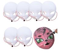 Xweptuy Big Eye Fursuit Head Mask, 6PCS Pvc White Mask with Strap, DIY Painting Costume, Halloween for Kawaii Masquerade Cosplay