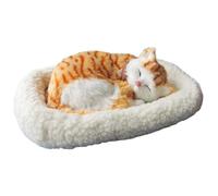 Xweptuy Breathing Stuffed Animal Realistic Sleeping Breathing Cat on Pad Interactive Battery Operated Cat Plush for Home Desk, No Battery, Yellow