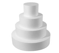 Xweptuy Cake Dummy 4PCS 4/6/8/10 Inch Round Cake DIY Reusable Lightweight Polystyrene Block for Wedding Birthday Party Display