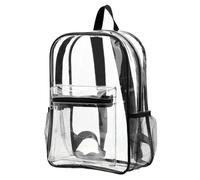 Xweptuy Clear Backpack Flexible PVC Clear Bookbag Large Capacity Large Backpack Multiple Pockets Bag with Reinforced Straps Transparent for College Work Travel Black #1