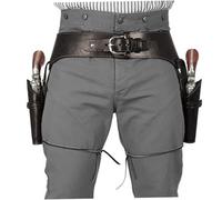 Xweptuy Cowboy Gun Belt PU Western Belt with Double Gun Revolver Holder, One Size Western Belts for Men, Steampunk Costume for Halloween Cosplay Party(Coffee Brown)