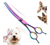 Xweptuy Curved Thinning Shears Dog Grooming, 7 Inch Portable Lightweight Colorful Pet Grooming Scissors for Cat Home Use #·