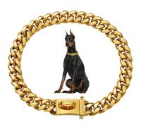 Xweptuy Dog Chain Collars 19mm Thick Gold Metal Dog Collar Stainless Steel Chain with Buckle Strong Heavy Duty Necklace Collar Pet for Small Medium, Large Dogs
