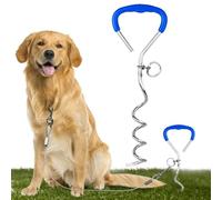 Xweptuy Dog Tie Out Stake 16" Spiral Dog Stake 9mm Steel Heavy Duty Tie Out with Rotatable Fixing Ring Ergonomic Leash for Ground Yard Camping #·