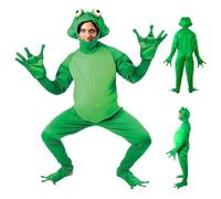 Xweptuy Halloween Costumes Cosplay Frog Costume Polyester Frog Onesie Unisex Animal Costume One-Piece Cosplay Dress Up Suit for Adults, Women and Men, M #1