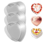 Xweptuy Heart Shaped Cake Pan 3Pcs 6in DIY Aluminum Alloy Cake Tin Easy Demolding Leakproof Anodized Heart Molds for Baking