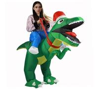 Xweptuy Inflatable Dinosaur Costume Polyester Christmas Dinosaur Costume Funny Riding Blow Up Party Xmas for Adults Men Women