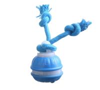 Xweptuy Interactive Dog Ball, Self Play Moving Dog Toy with Ropes Automatic Electric Active Rolling Ball Jumping Bouncing Toys Gift, Blue