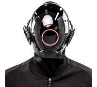 Xweptuy Mask with Round LED Futuristic Mask for Men Women PC Helmet with Face Cyber for Cosplay Party Halloween Music Festival