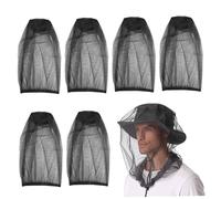 Xweptuy Mosquito Head Net 6Pcs Black Midge Net Breathable Midge Head Cover for Hat Sun Protection Mosquito for Hiking Camping Fishing