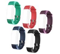 Xweptuy Replacement Watch Straps, 5pcs/set Adjustable ID115Plus HR Smartband Straps for Fitness Smart Watch (Black, Red, Blue, Green, Purple)