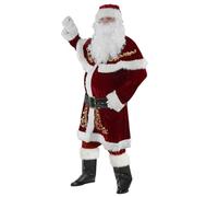 Xweptuy Santa Claus Costume for Adult 8PCS/Set Velvet Santa Suit Men Christmas Outfit for Christmas Holiday Party Cosplay 2XL