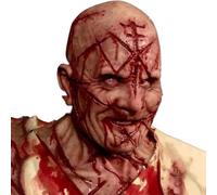 Xweptuy Scary Mask Realistic Bald Head Latex Mask With Bloody Scars 8.3x11x14.6 Halloween Horror Old Man with Ventilation Holes for Halloween Cosplay Party Prank