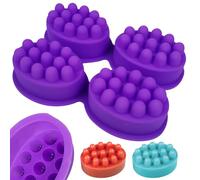 Xweptuy Silicone Massage Bar Soap Molds 4 Cavity Oval Silicone Soap Molds Flexible and Non-stick Moulds for DIY Homemade Craft Massage Bar Making 6.5x4.7x1.5 Inch #