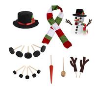 Xweptuy Snowman Kit 16PCS/Set Christmas Build a Snowman Kit Winter Outdoor Decorating with Hat Scarf Eyes Mouth Button, Carrot Nose, Snuff Bottle, Hand for Winter Holiday Outdoor Toys